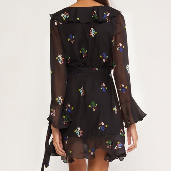 Cynthia Rowley Malibu Black Ruffle Wrap Dress - Picture 3 of 11